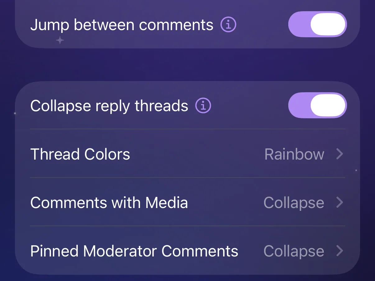 Comments with Media and Pinned Moderator Comments set to Collapse in Protego’s Comment Threads settings.