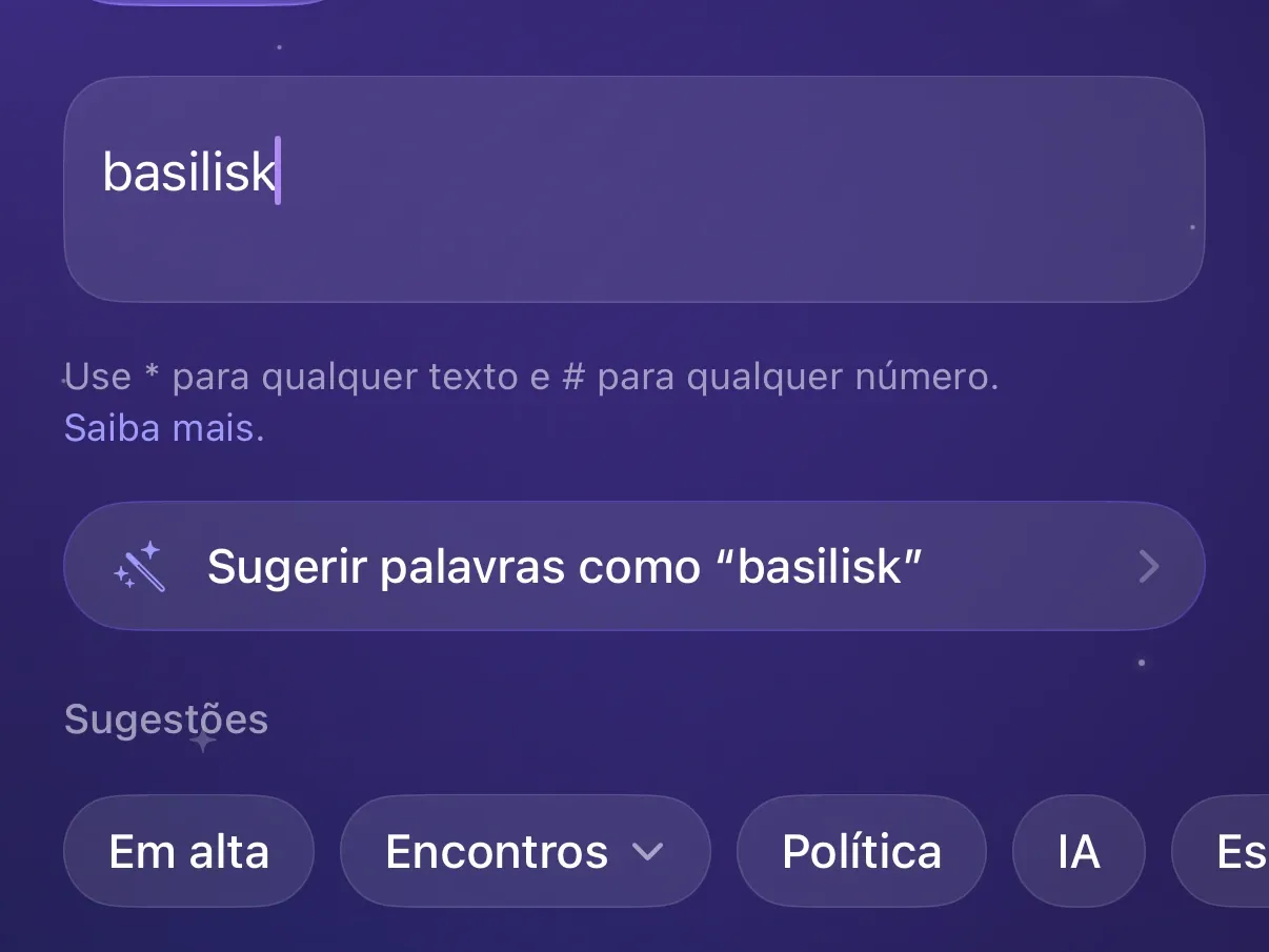 O campo de palavra-chave do Protego com basilisk digitado e um botão para sugerir palavras parecidas.