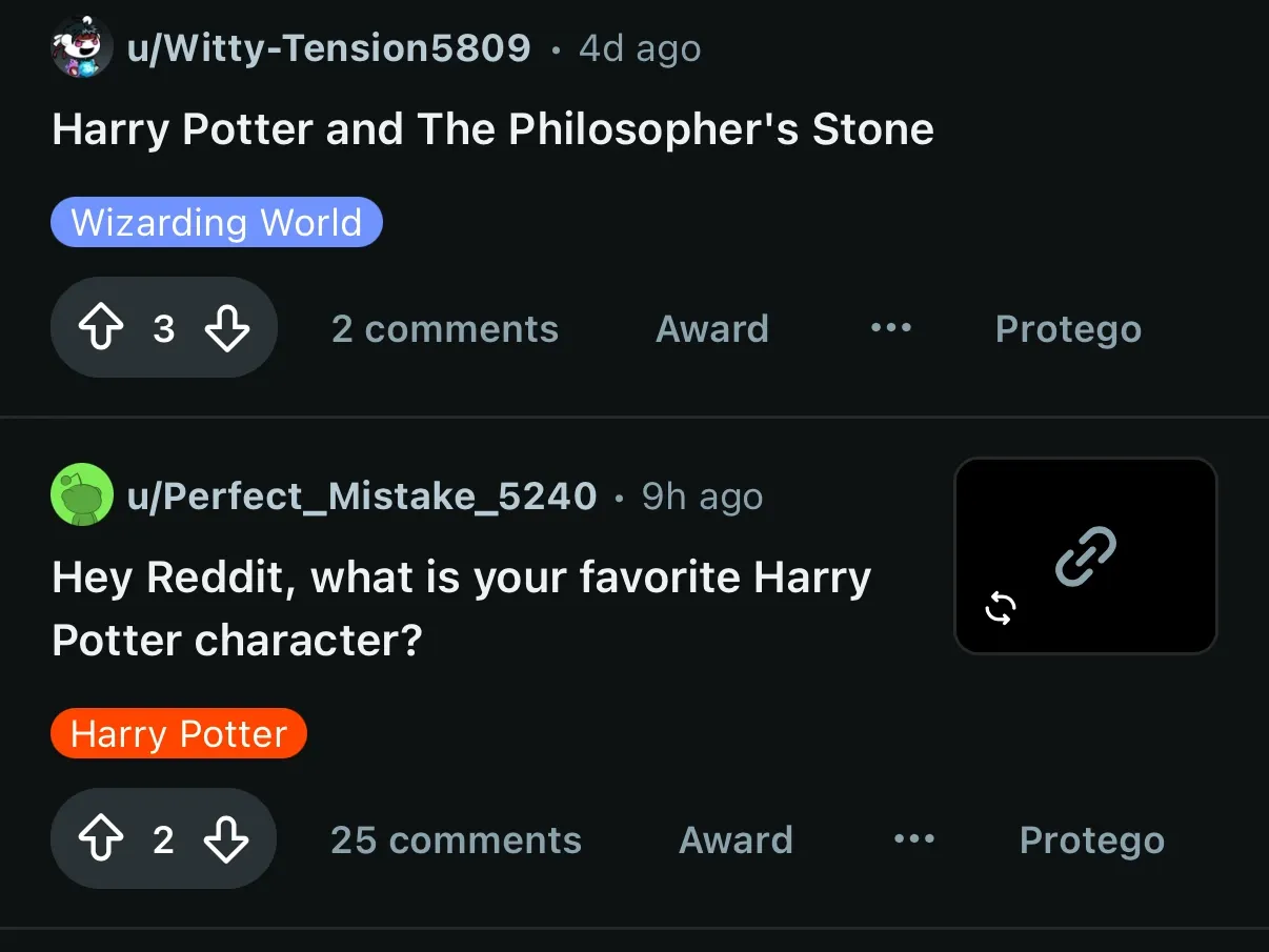 El mismo feed con YouTube filtrado y los posts siguientes en su lugar.