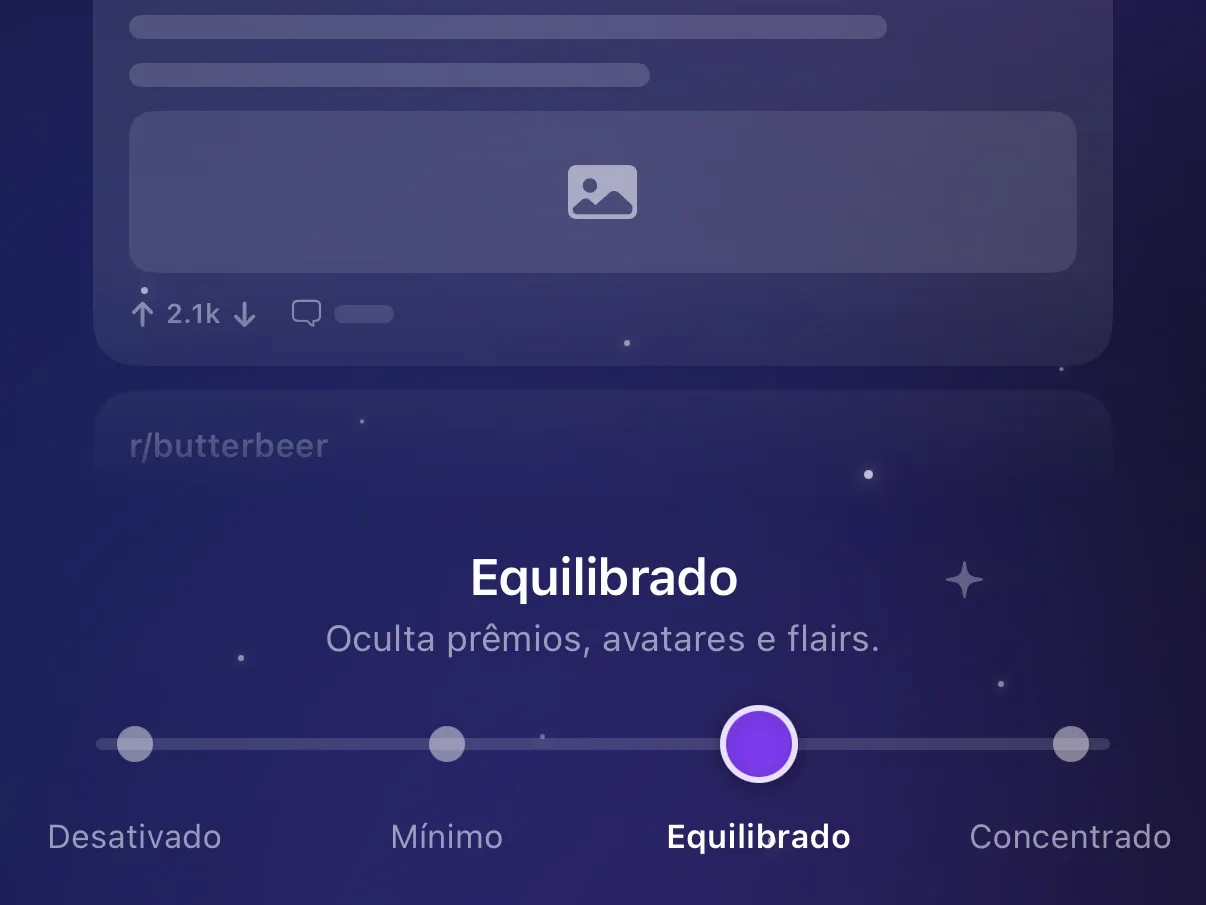 O controle deslizante de predefinições do Protego em Equilibrado.