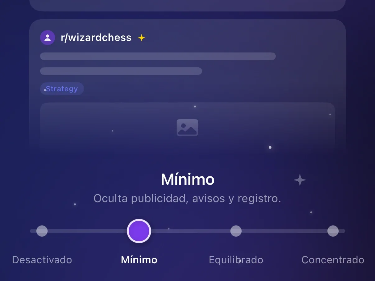 El control deslizante de preajustes de Protego en Mínimo.