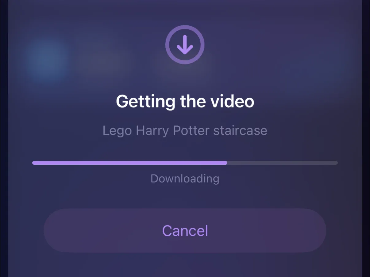 Protego getting a Reddit video, with a download progress bar and a Cancel button.