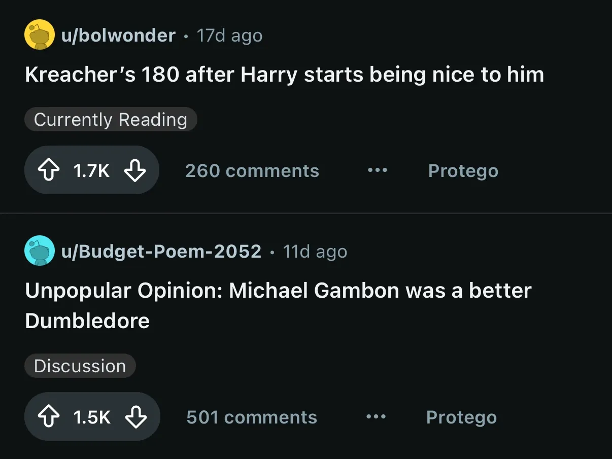 Dois posts do Reddit com contagens de votos de 1.7K e 1.5K entre as setas de voto.